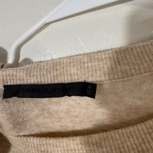 Jenni Kayne Sweater Womens Extra Small Beige Crewneck Merino Wool Cashmere Blend - Picture 3 of 8